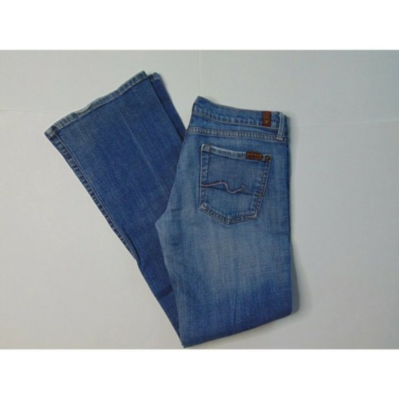 7 For All Mankind 29 Boot Cut Blue Jeans Denim - Picture 1 of 7